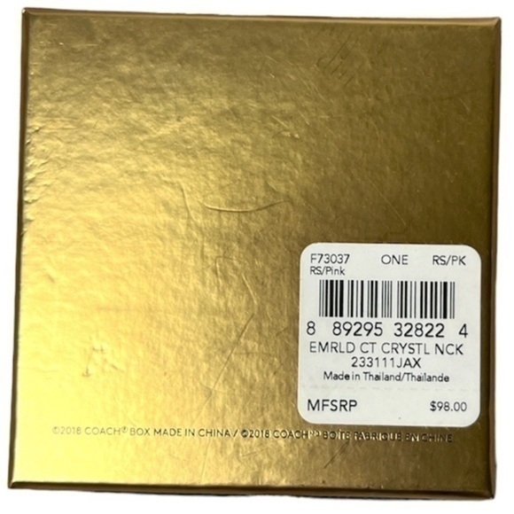 Coach emerald cut rose gold/ pink crystal necklace NWT - Picture 4 of 4